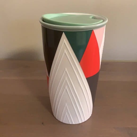 🆕 Starbucks Geometric Print Ceramic To Go Mug with Plastic Lid - Picture 5 of 8